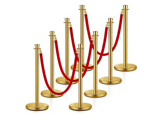 Red Carpet Ropes & Poles - Gold / Flat Pole - Pack (2 Pcs)