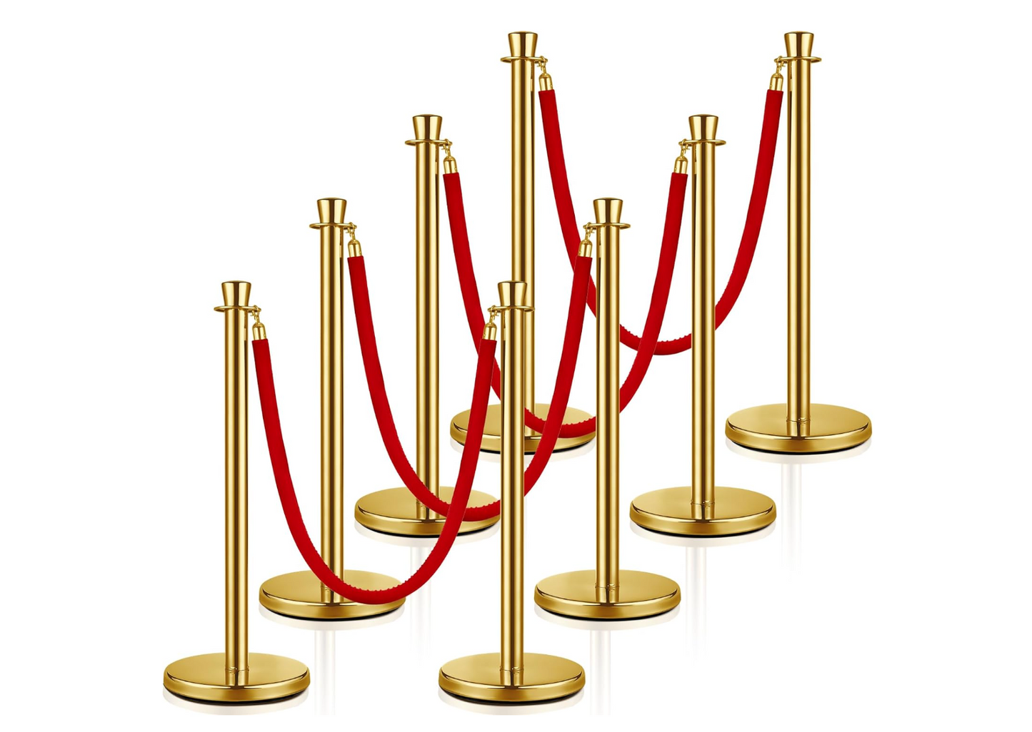 Red Carpet Ropes & Poles - Gold / Flat Pole - Pack (4 Pack)